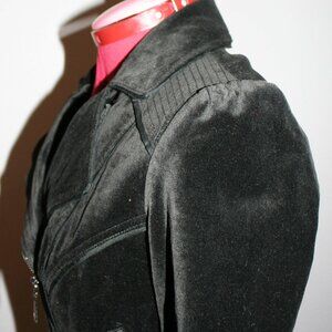 White House Black Market Black Velvet Moto Jacket - Size 0 – Excellent Condition